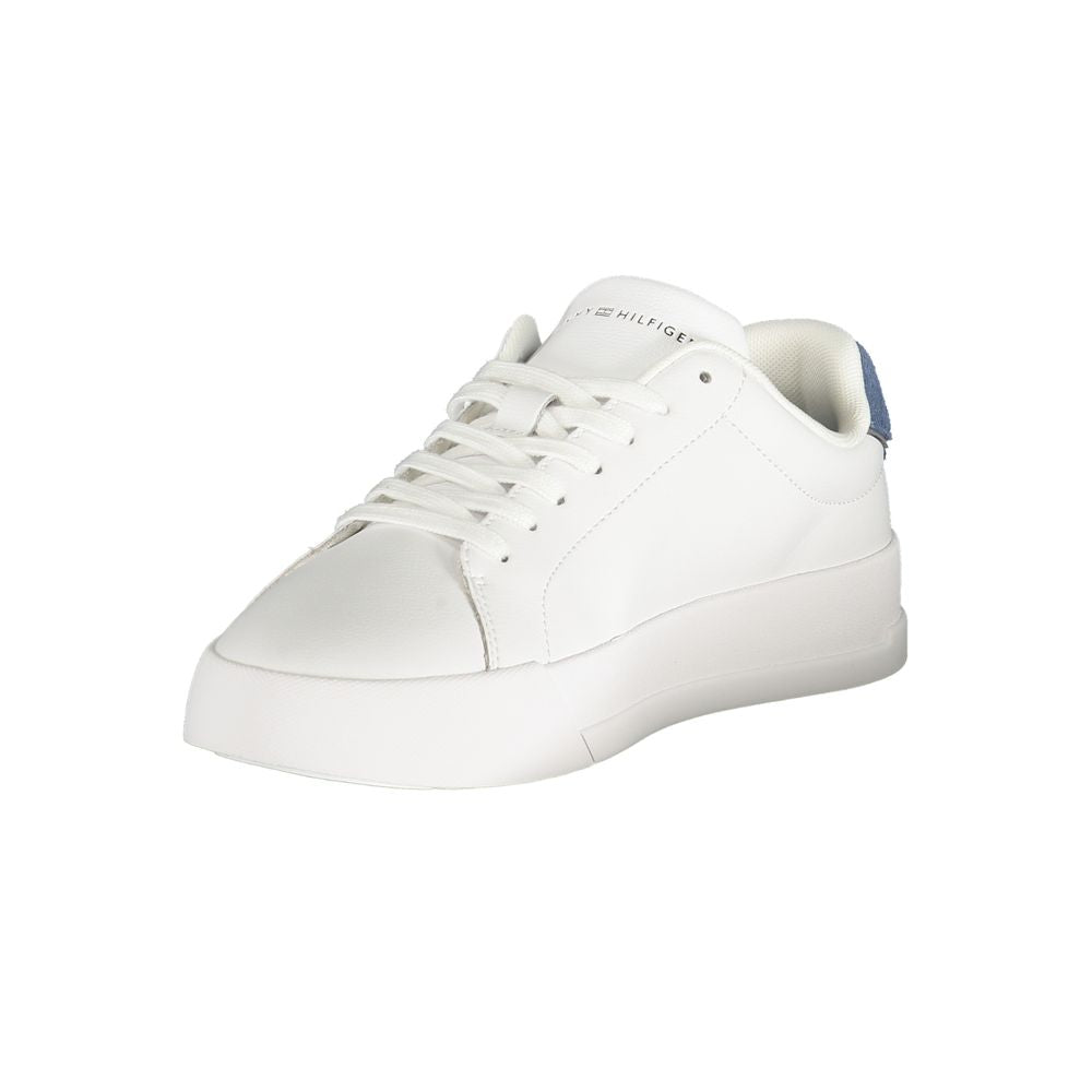 Tommy Hilfiger White Polyurethane Men's Sneakers