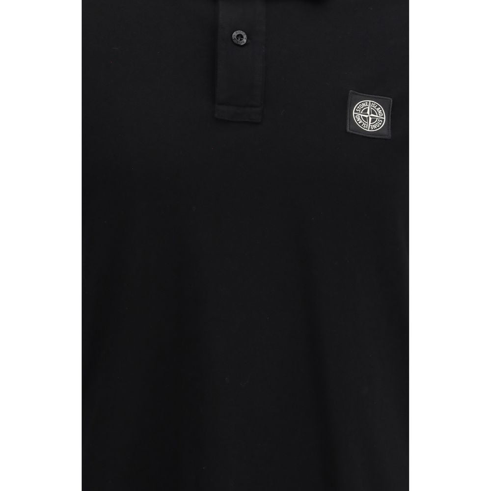 Stone Island Black Cotton Polo Shirt