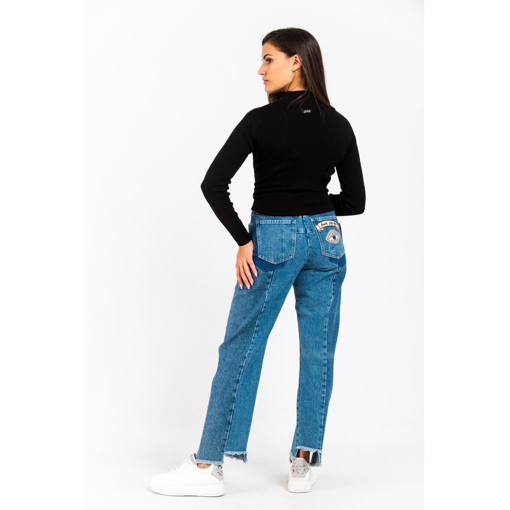 Gas Blue Cotton Straight-Leg Jeans