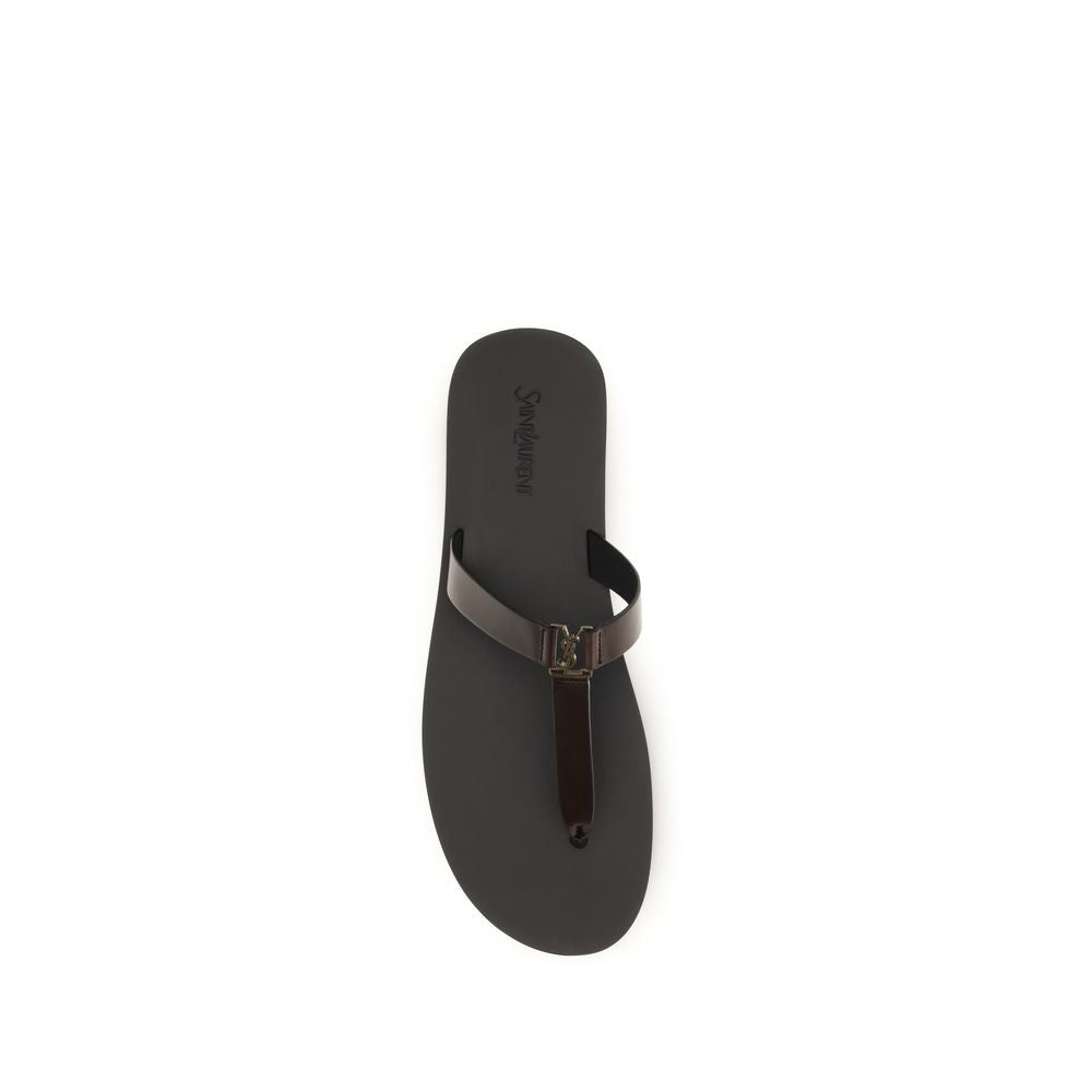 Saint Laurent Brown Calf Leather Bos Taurus Sandals