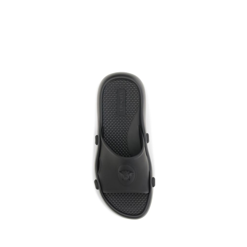 Versace black rubber slides