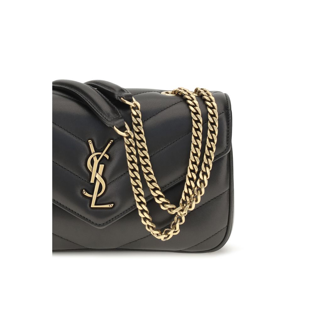 Saint Laurent LouLou skuldertaske i lammeskind – sort
