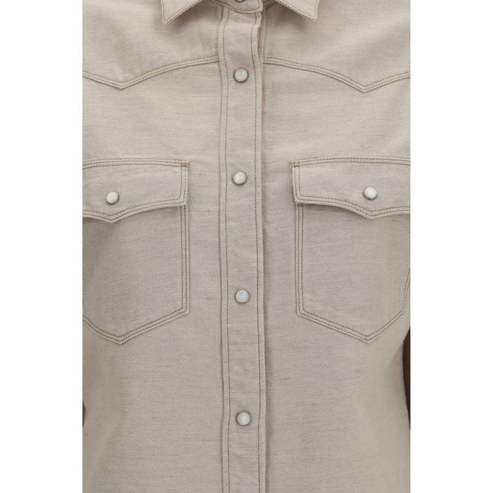 Fendi beige denim Western shirt in cotton and linen
