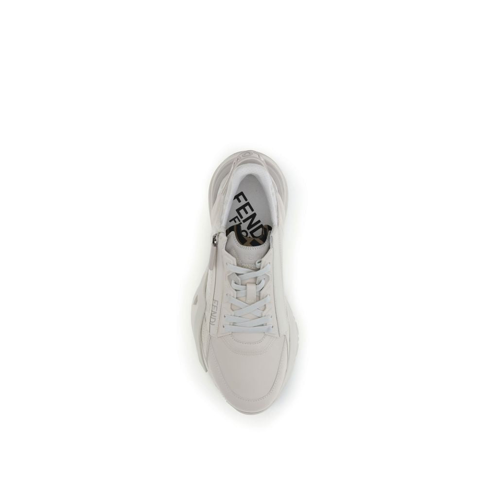 Fendi Flow Calf-Leather Sneakers – White