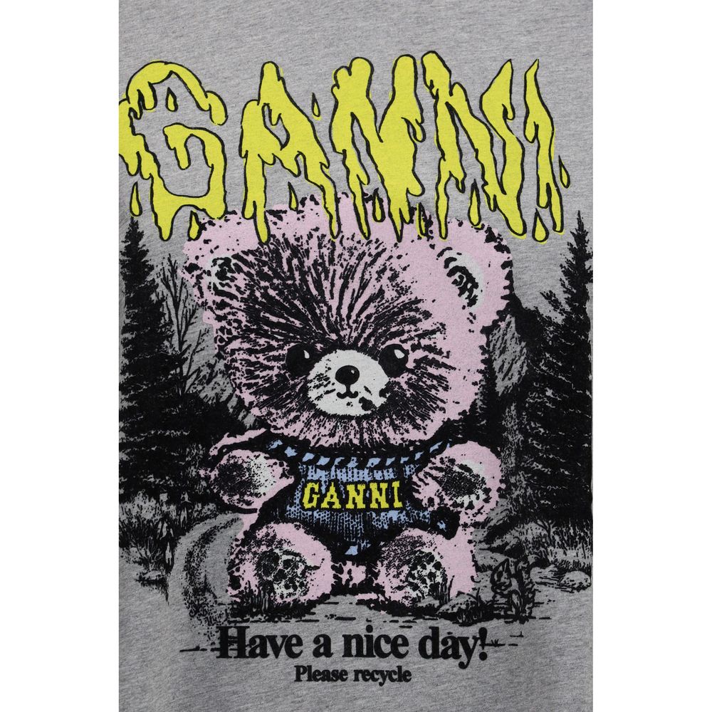 Ganni Isoli Teddy Forest Cotton Sweatshirt – Grey