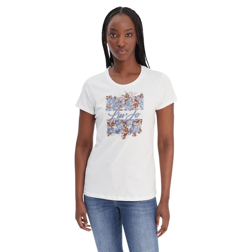 Liu Jo WA6493 JS923 Floral-Print T-Shirt – White