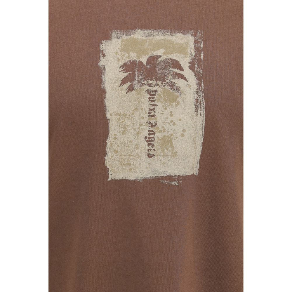 Palm Angels Palm Tree Brown Cotton T-Shirt