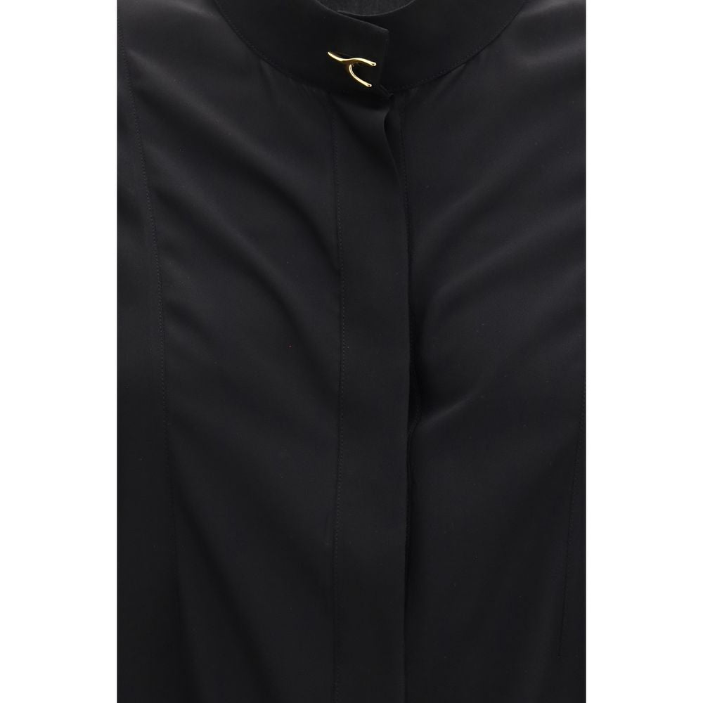 Alexander McQueen Wishbone Silk Blouse – Black