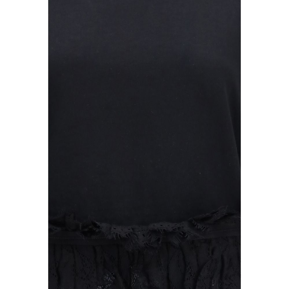 Alexander McQueen T-Shirt with Lace Trim – Black