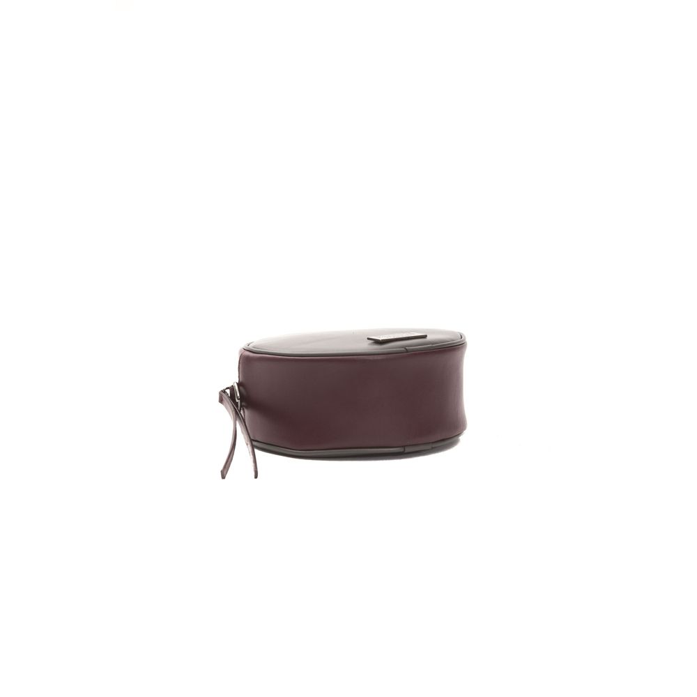 Pompei Donatella Small Oval Leather Crossbody Bag – Burgundy