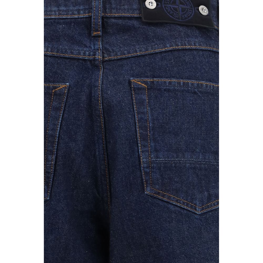 Blue Stone Island cotton denim jeans