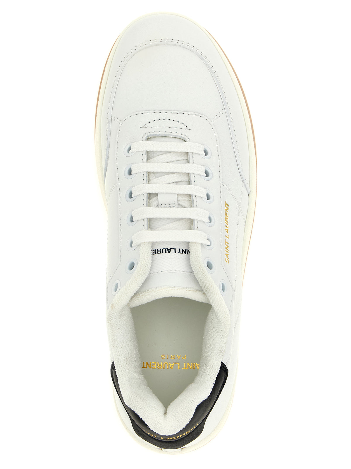 Saint Laurent Bicolor Calfskin Low Top Sneakers