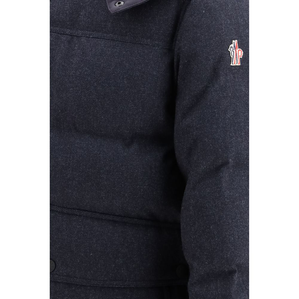 Blue Moncler Grenoble denim-effect wool ski jacket