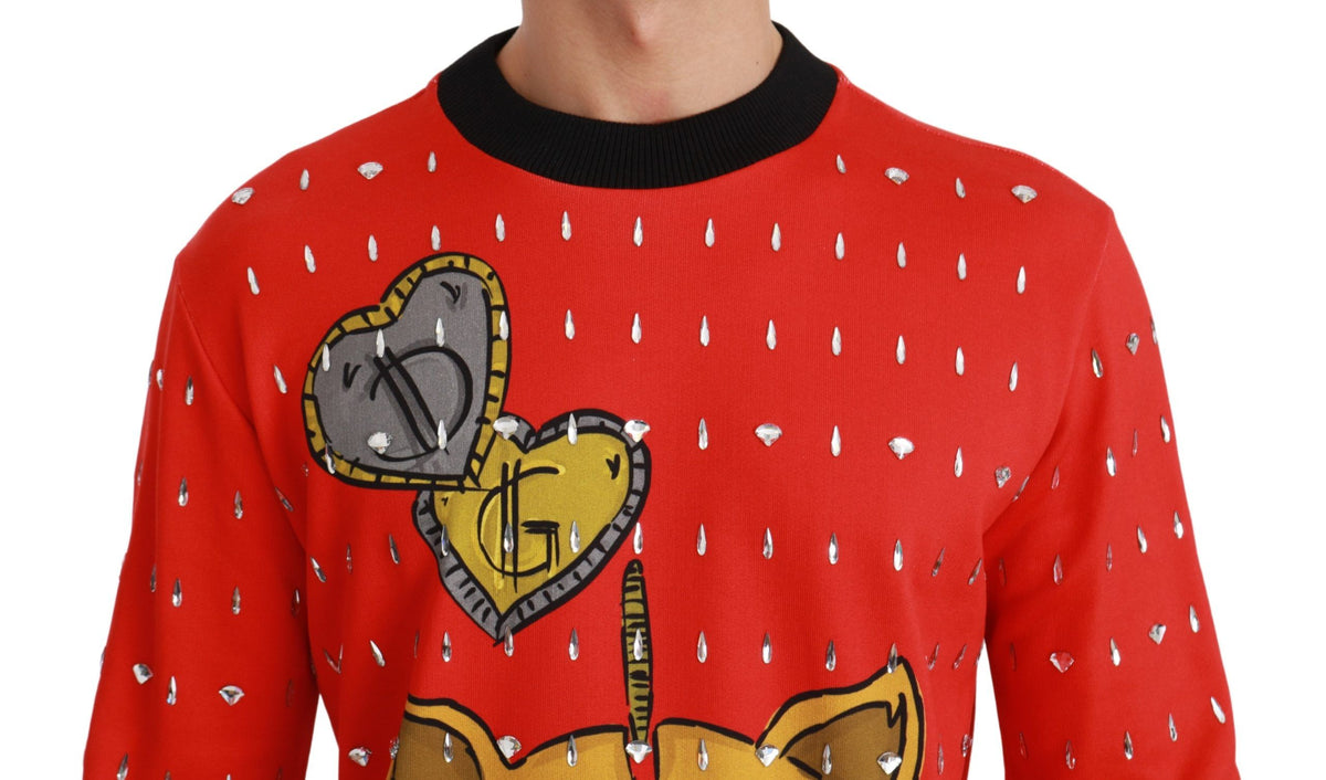 Dolce & Gabbana Year of the Pig Crystal Sweater – Red