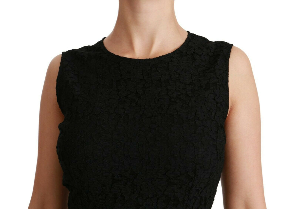 Dolce & Gabbana floral lace sheath mini dress – black