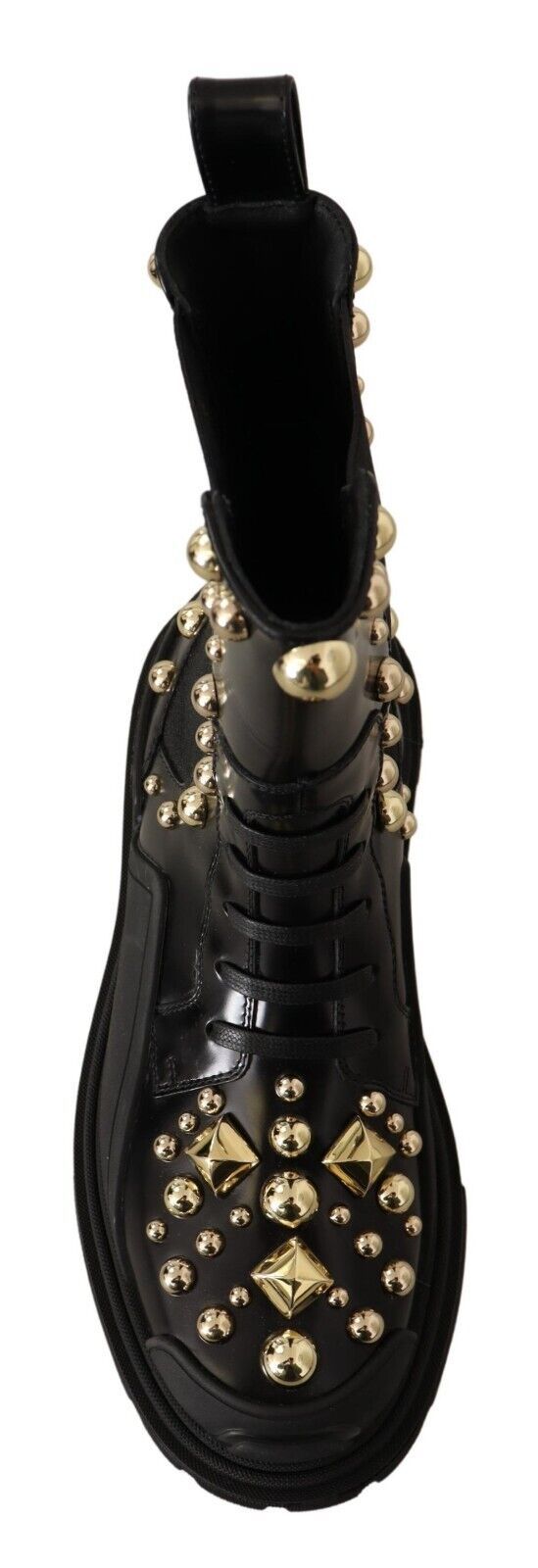 Dolce & Gabbana Studded Leather Combat Boots – Black