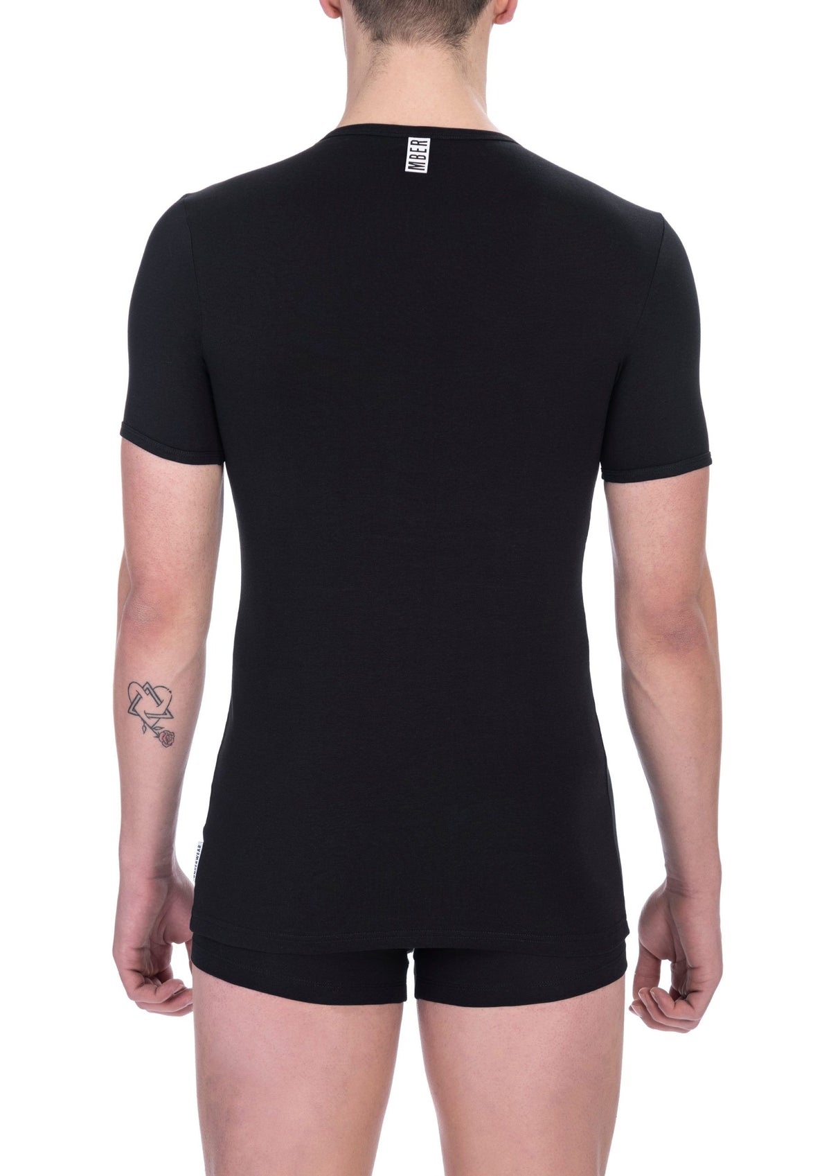 Bikkembergs black 2-pack V-neck T-shirt in cotton and elastane
