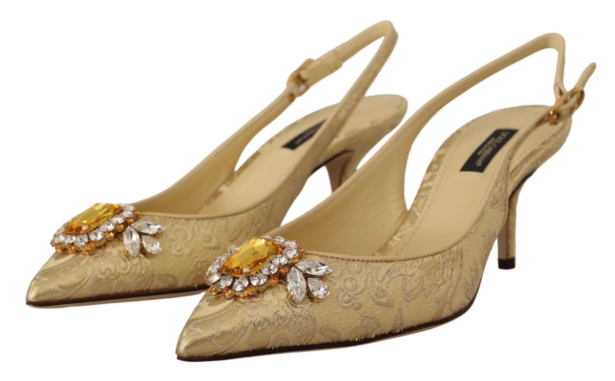 Dolce & Gabbana crystal slingback pumps – gold