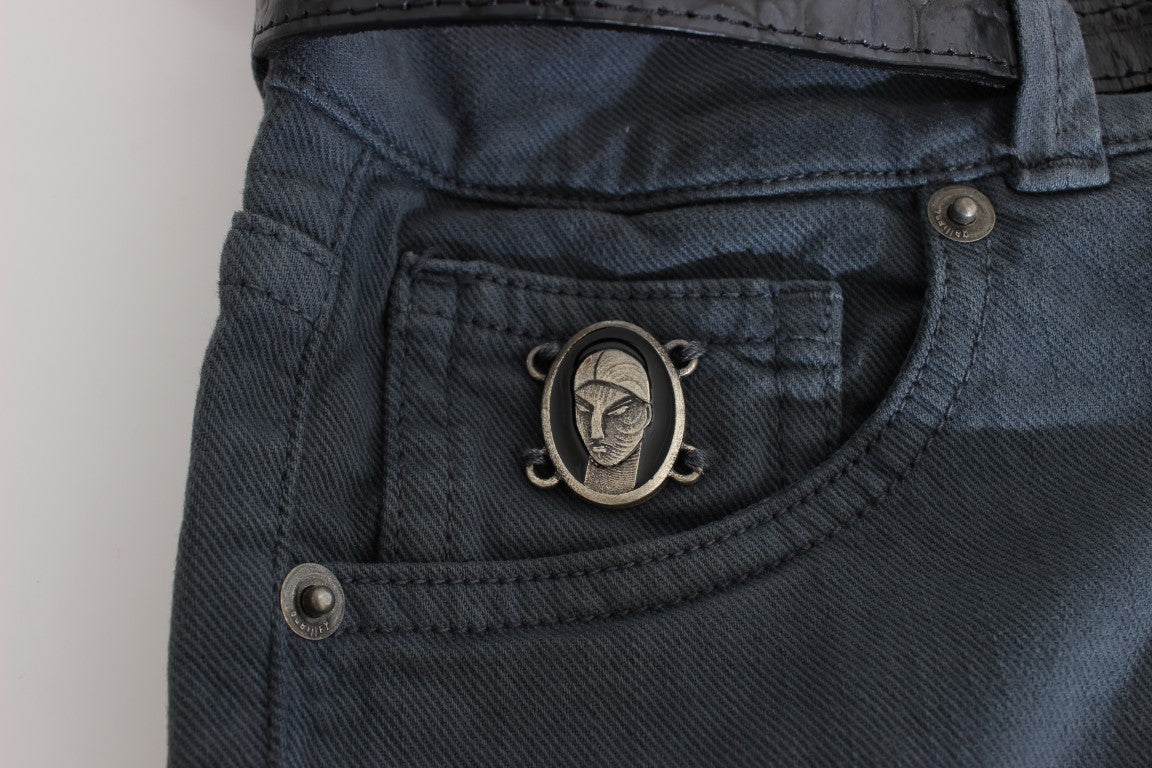 Blue John Galliano slim fit cotton jeans with high waist