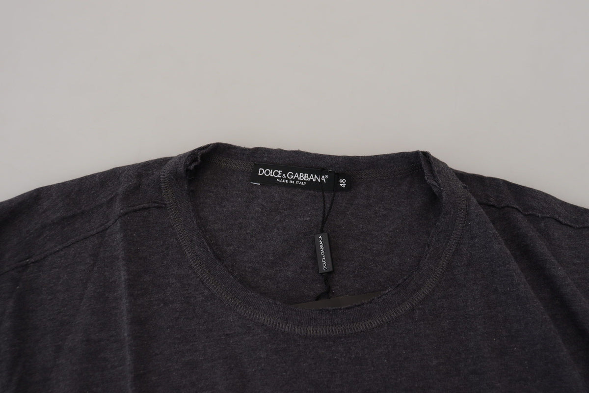 Dolce & Gabbana Gray Crewneck Cotton Short Sleeve T-shirt