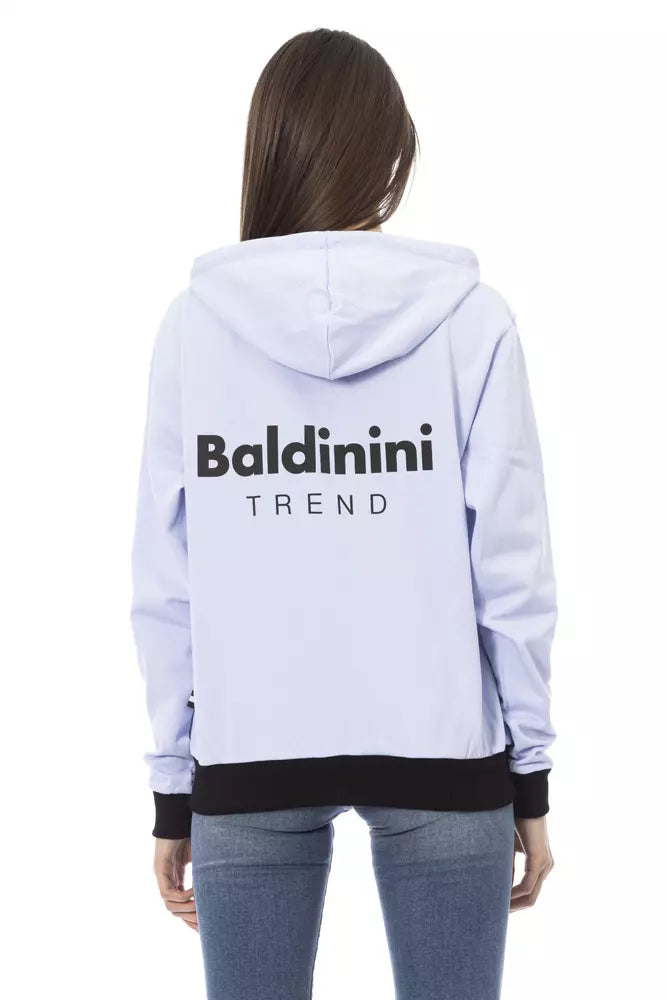 Baldinini Trend purple cotton sweater with adjustable hood