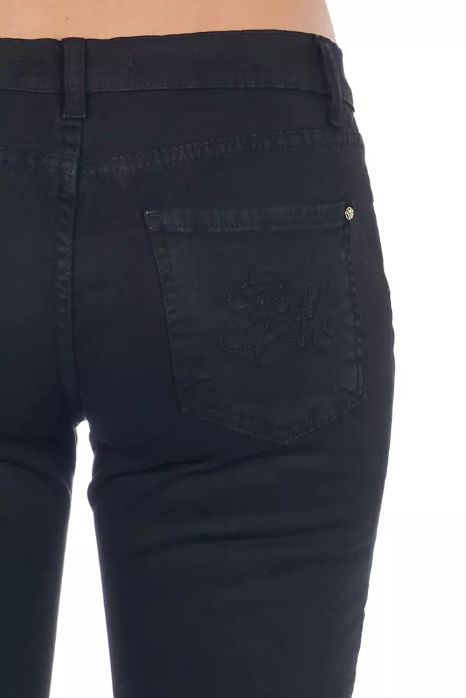 Frankie Morello Cotton-Blend Biker Jeans – Black