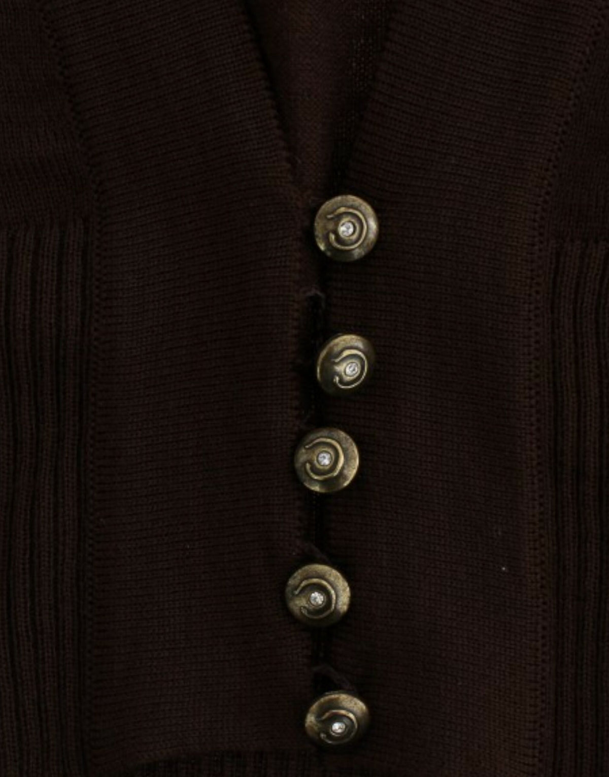 Class Roberto Cavalli Brown Cropped Virgin Wool Cardigan