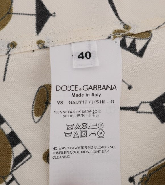 Dolce & Gabbana white silk shirt with JAZZ motif print