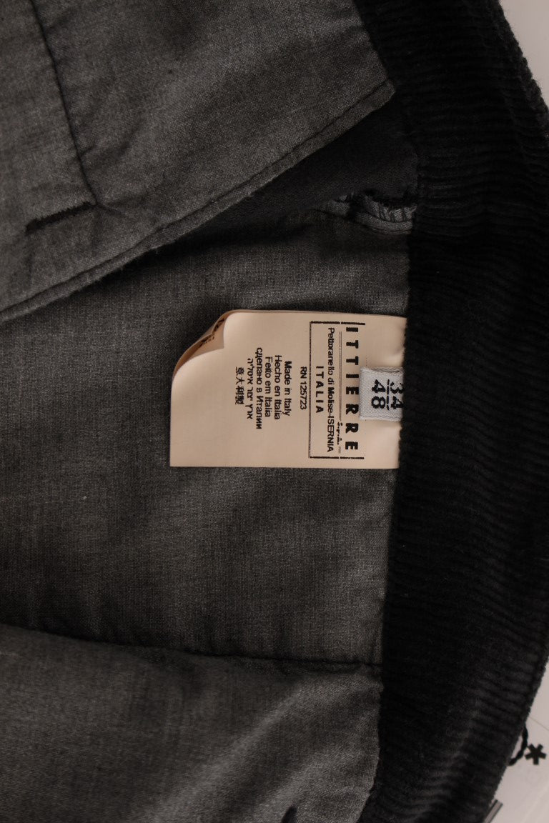 GF Ferre black cotton corduroy straight fit pants