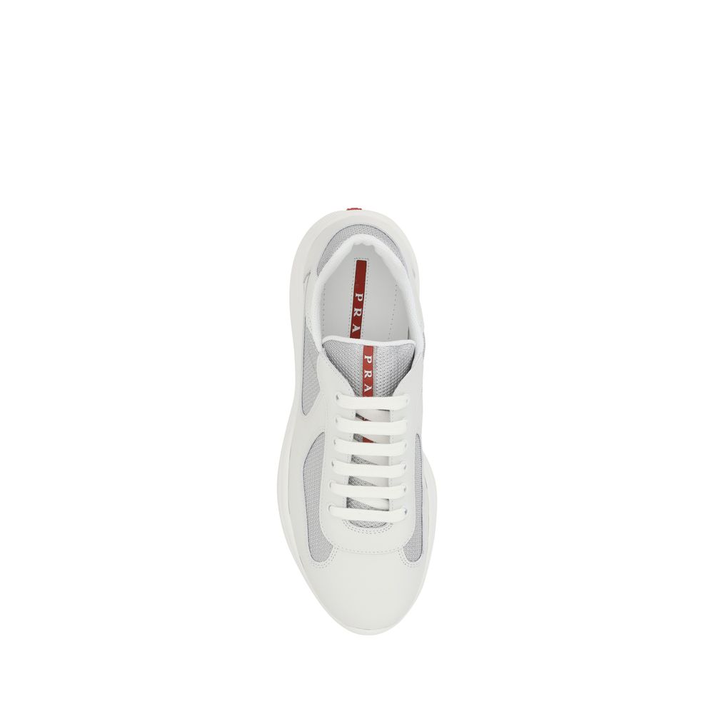 White Prada America’s low top sneakers in leather and polyamide