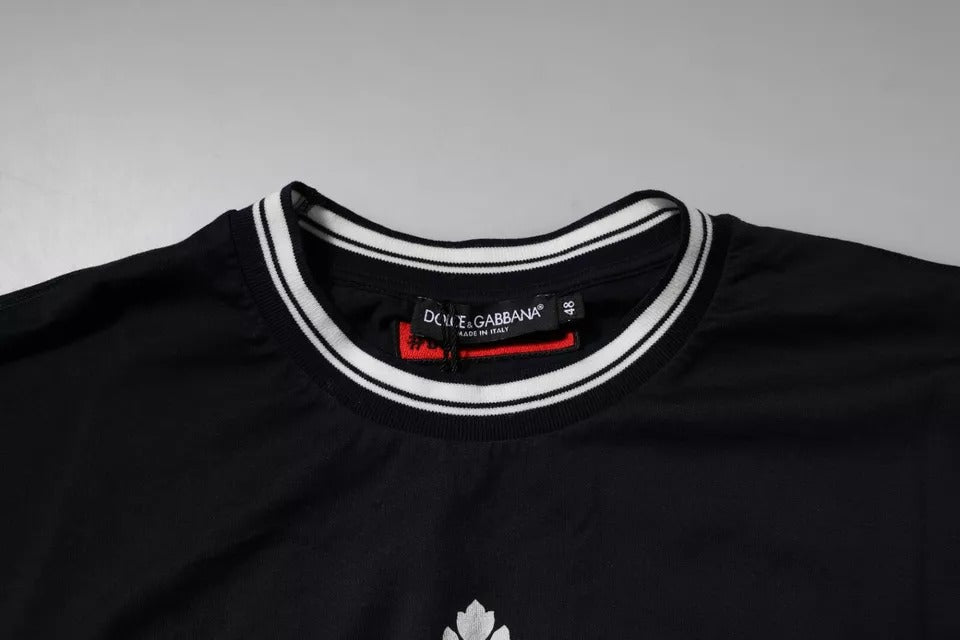 Dolce & Gabbana Dark Blue Logo Crown Cotton Crew Neck T-Shirt