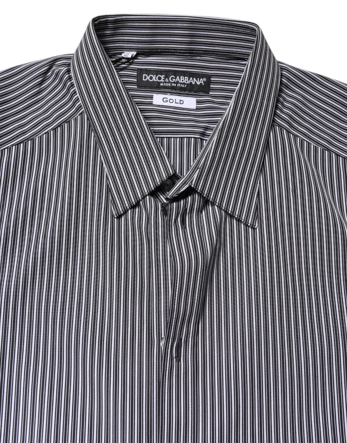 Dolce & Gabbana Dress GOLD cotton shirt – black/white striped