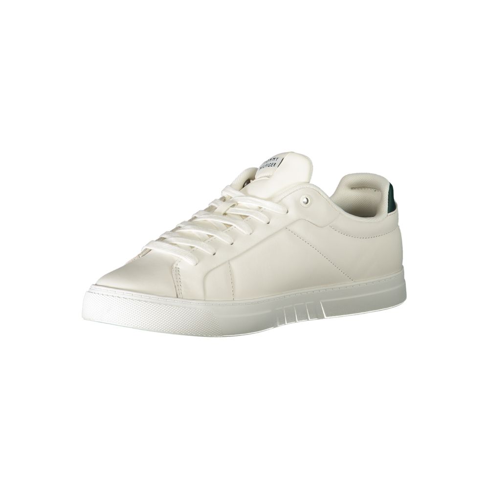 Tommy Hilfiger Men's Sneakers with Green Details – White