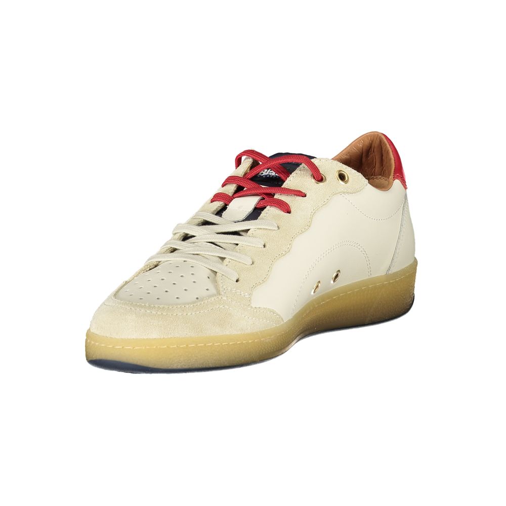 Blauer White Leather Men Sneakers