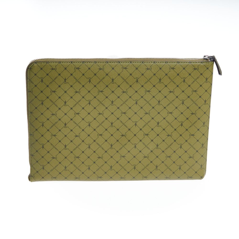 Trussardi Green Leather Men Clutch