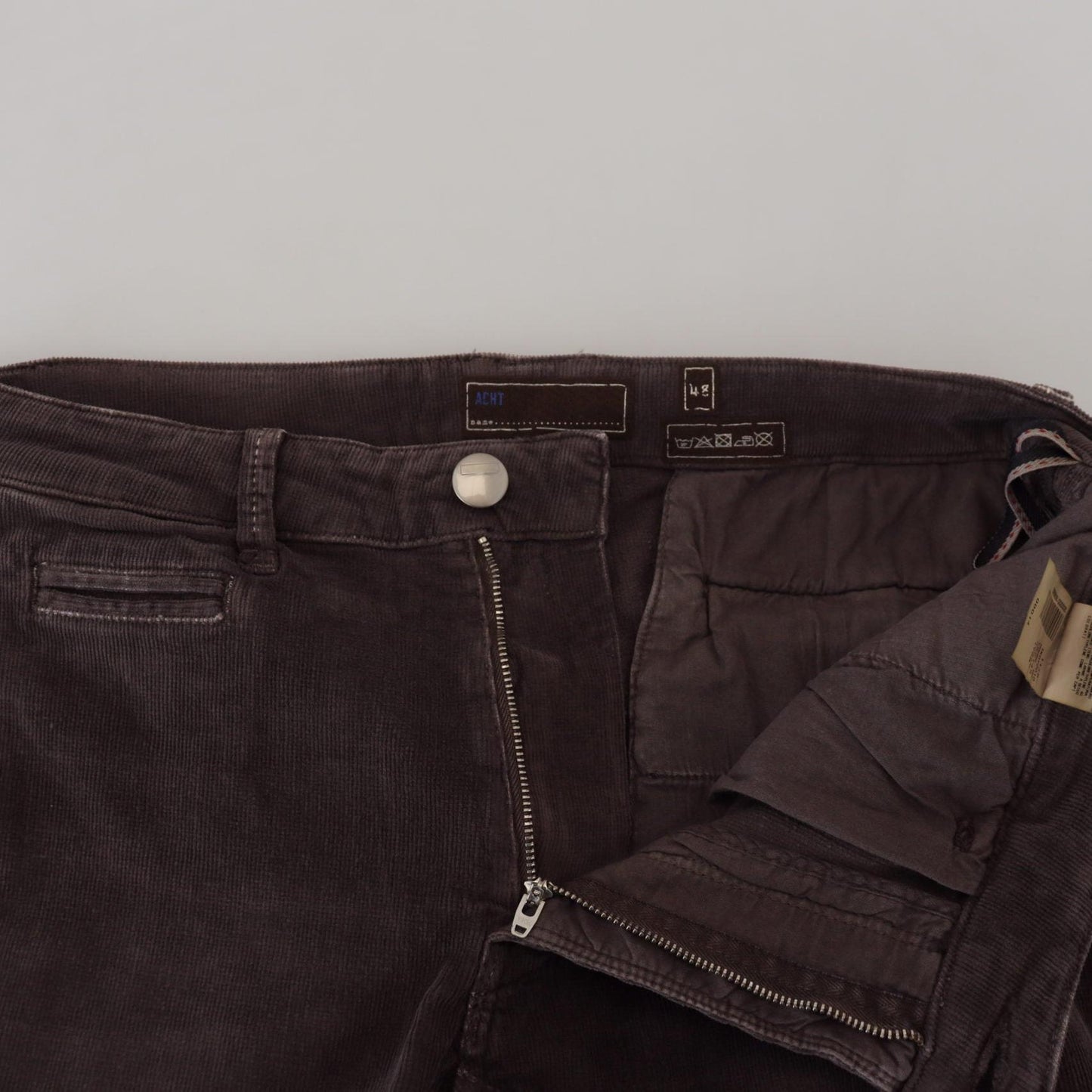 Acht Brown Cotton Straight Fit Men Casual Pants