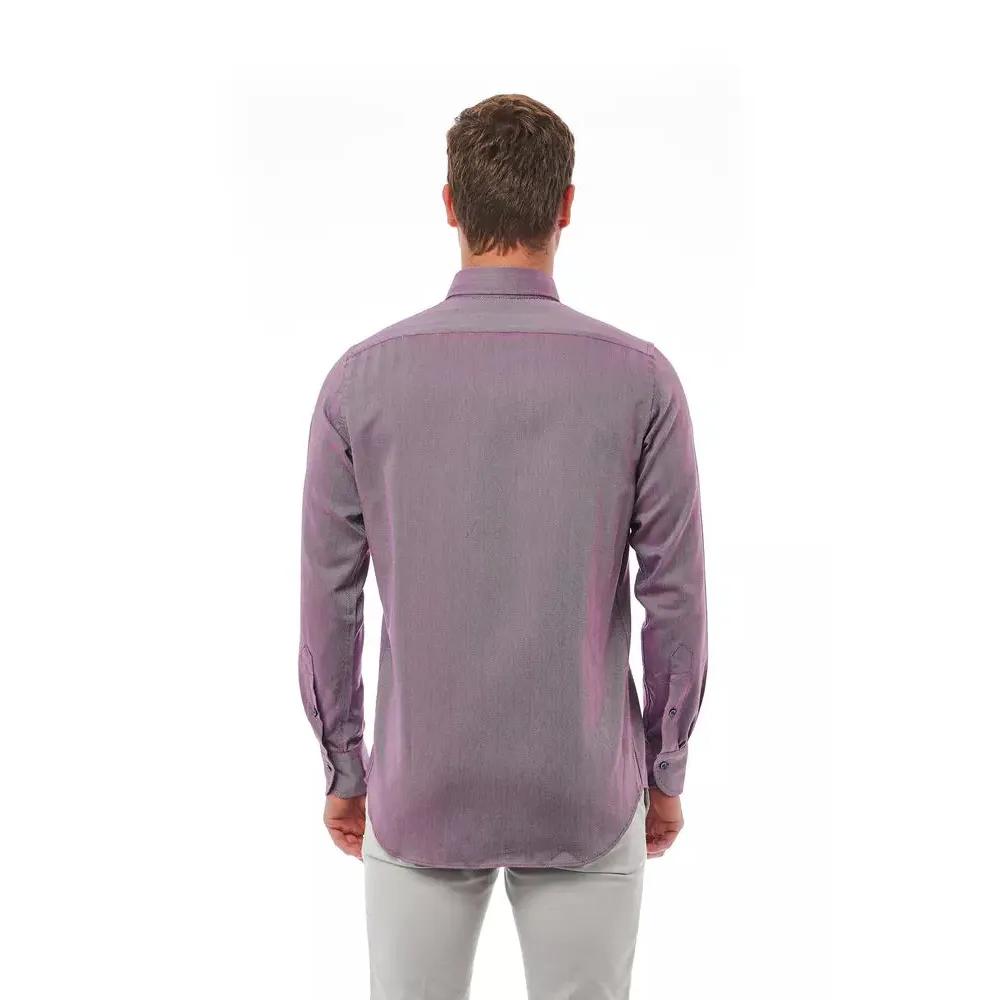 Bagutta Burgundy Cotton Men Shirt