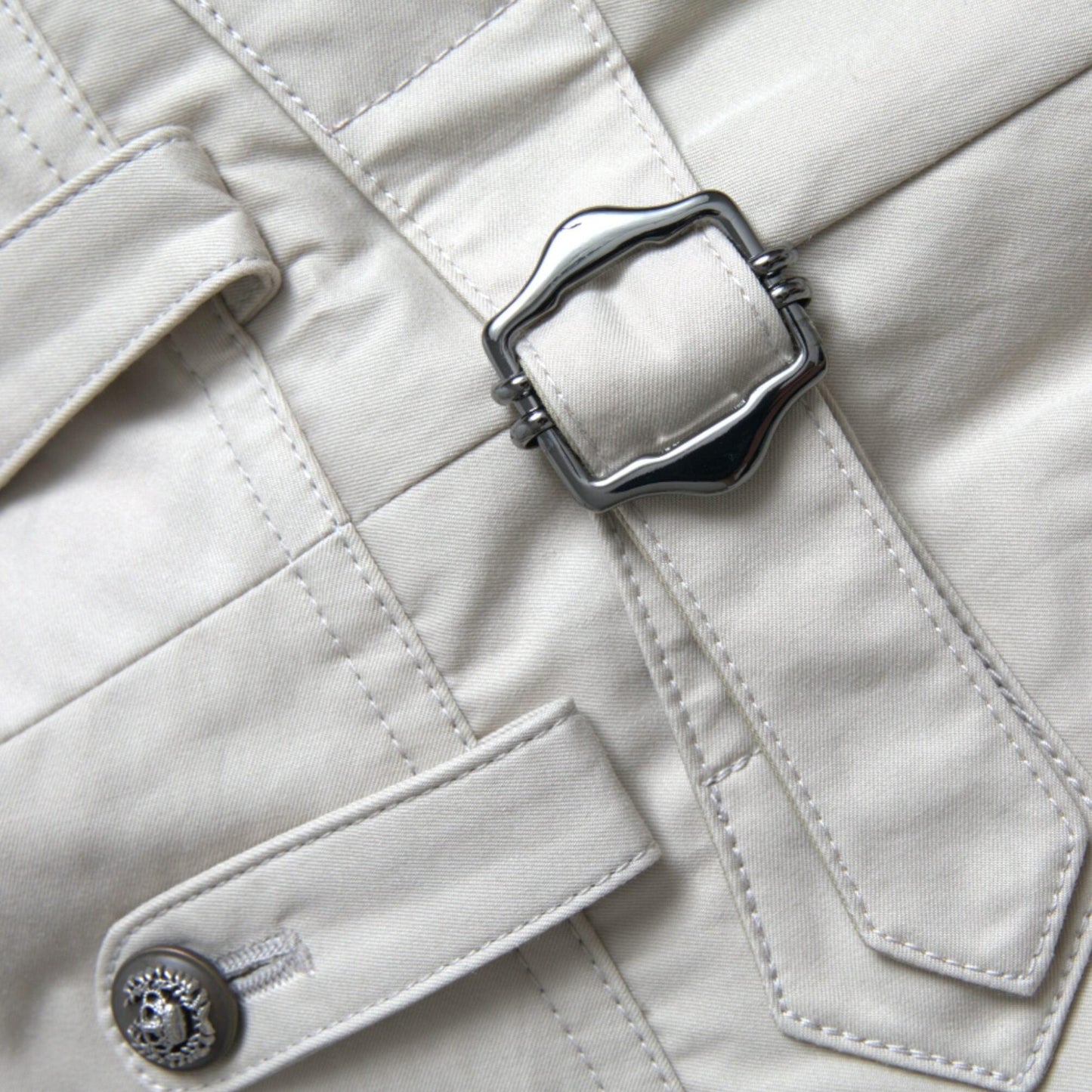 Dolce & Gabbana Beige Cotton High Waist Tapered Pants