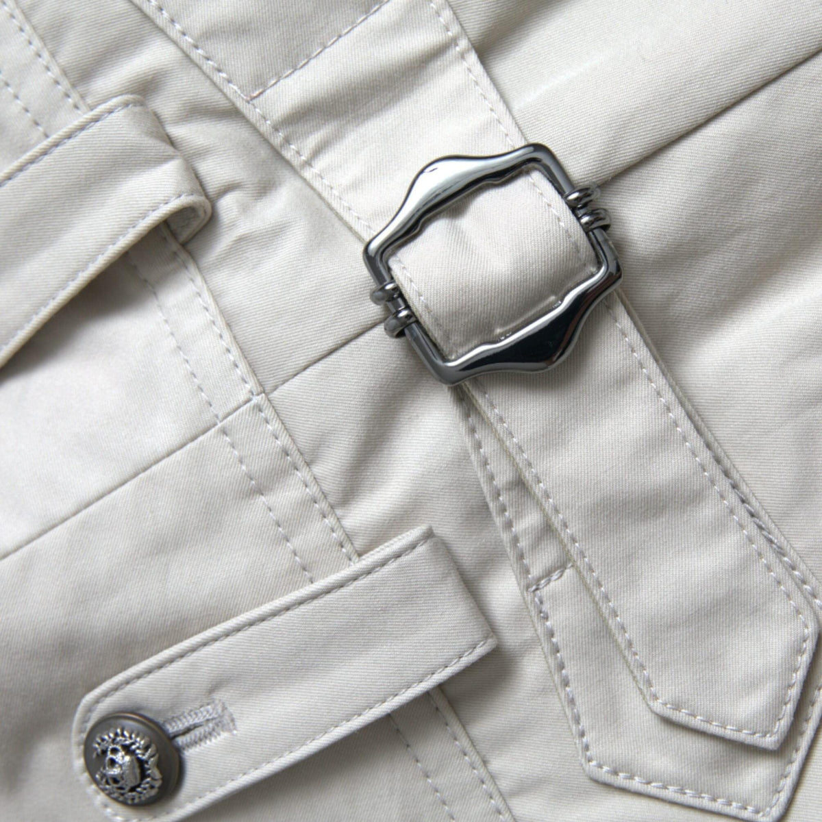 Dolce & Gabbana Beige Cotton High Waist Tapered Pants