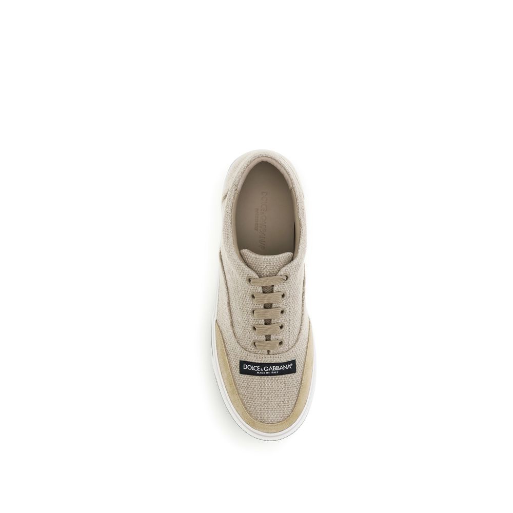 Dolce & Gabbana Beige Linen Low Top Sneakers