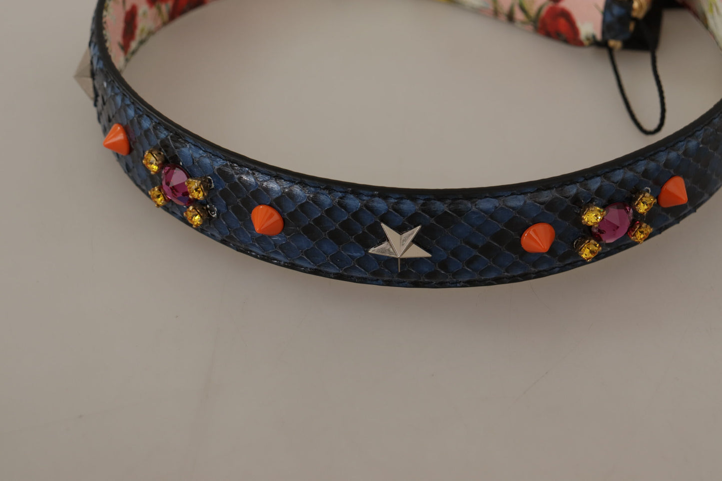 Dolce & Gabbana Blå Exotic Læder Krystals Reversible Skulder Strap