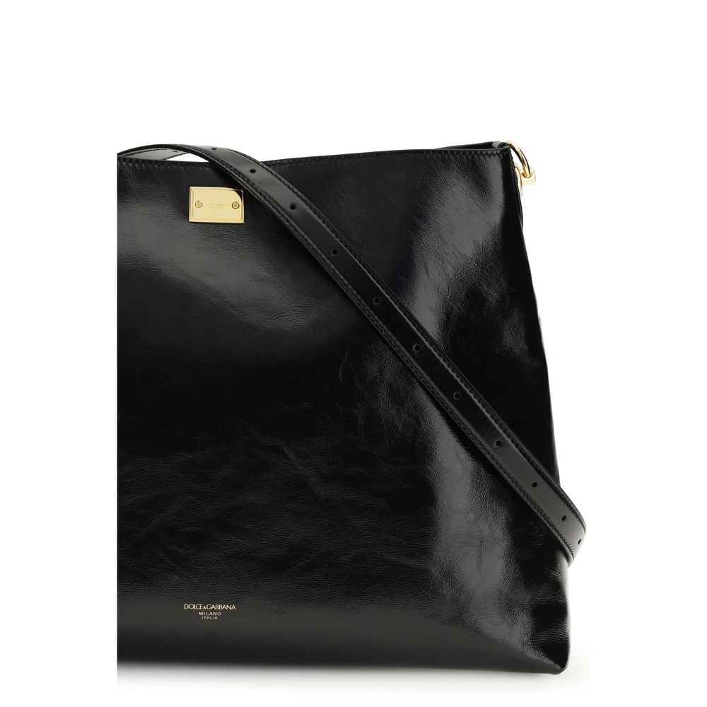 Dolce & Gabbana Black Calf Leather Bos Taurus Shoulder Bag