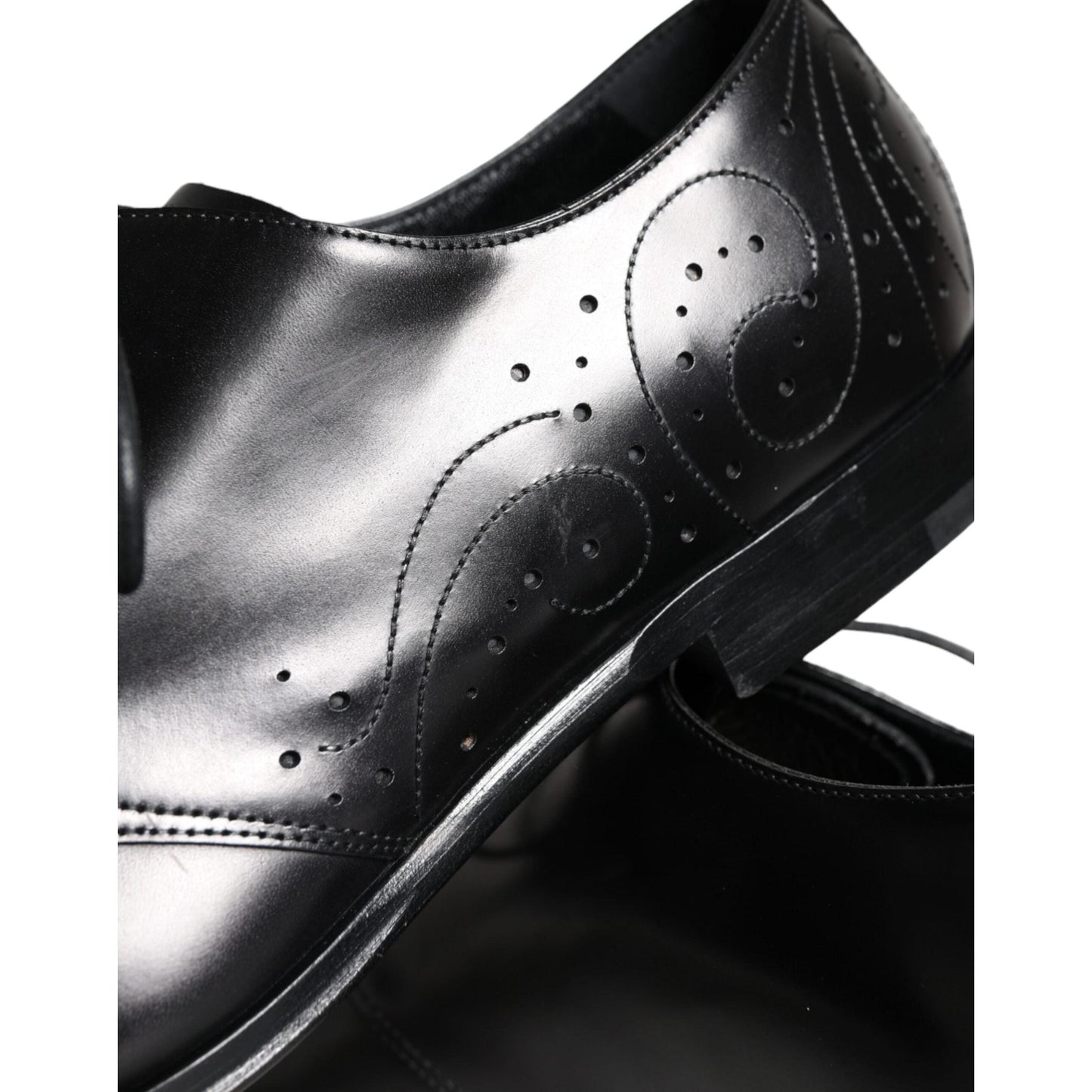 Dolce & Gabbana Black Calfskin Leather Derby Men Dress Shoes