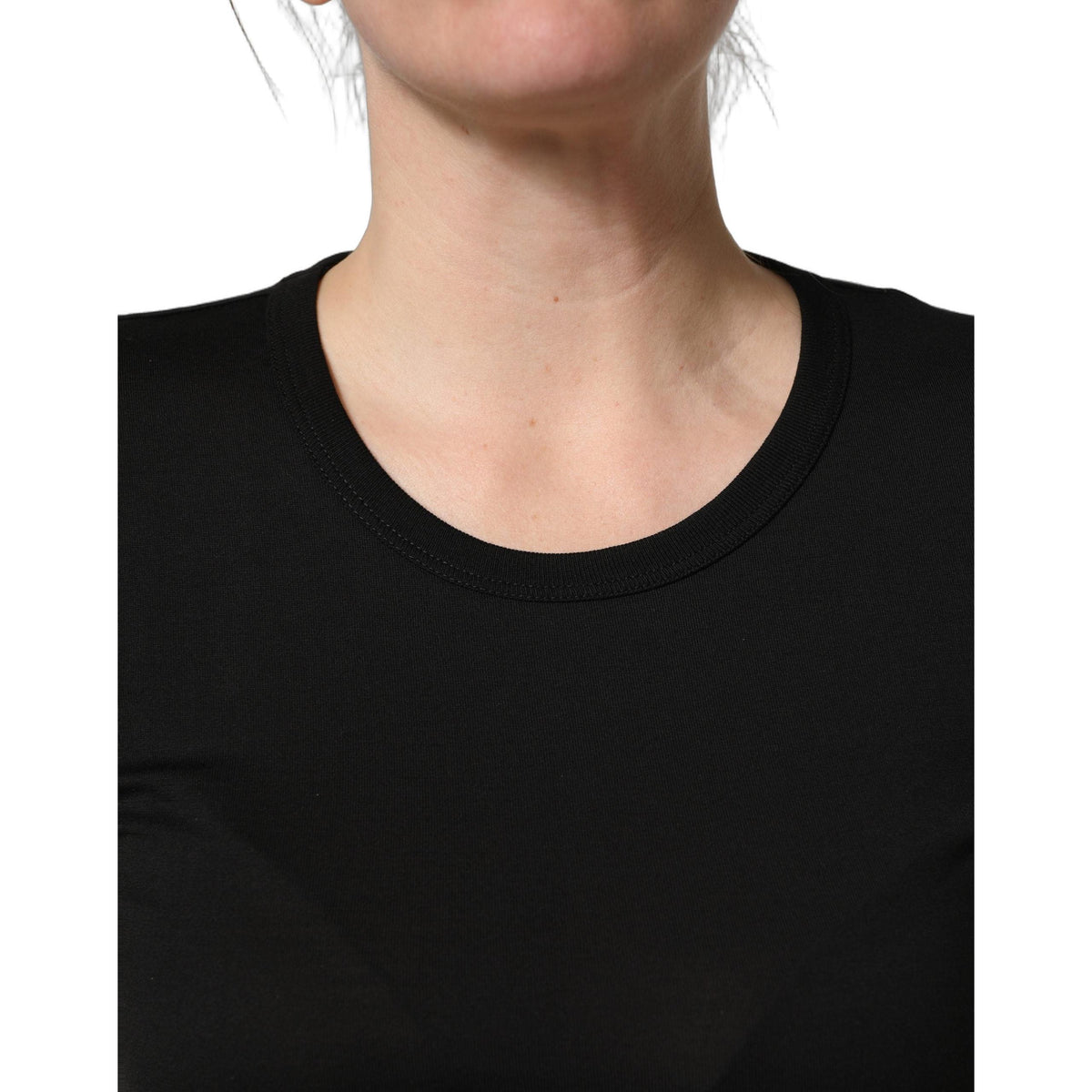 Dolce & Gabbana Black Cotton Round Neck Short Sleeve T-shirt
