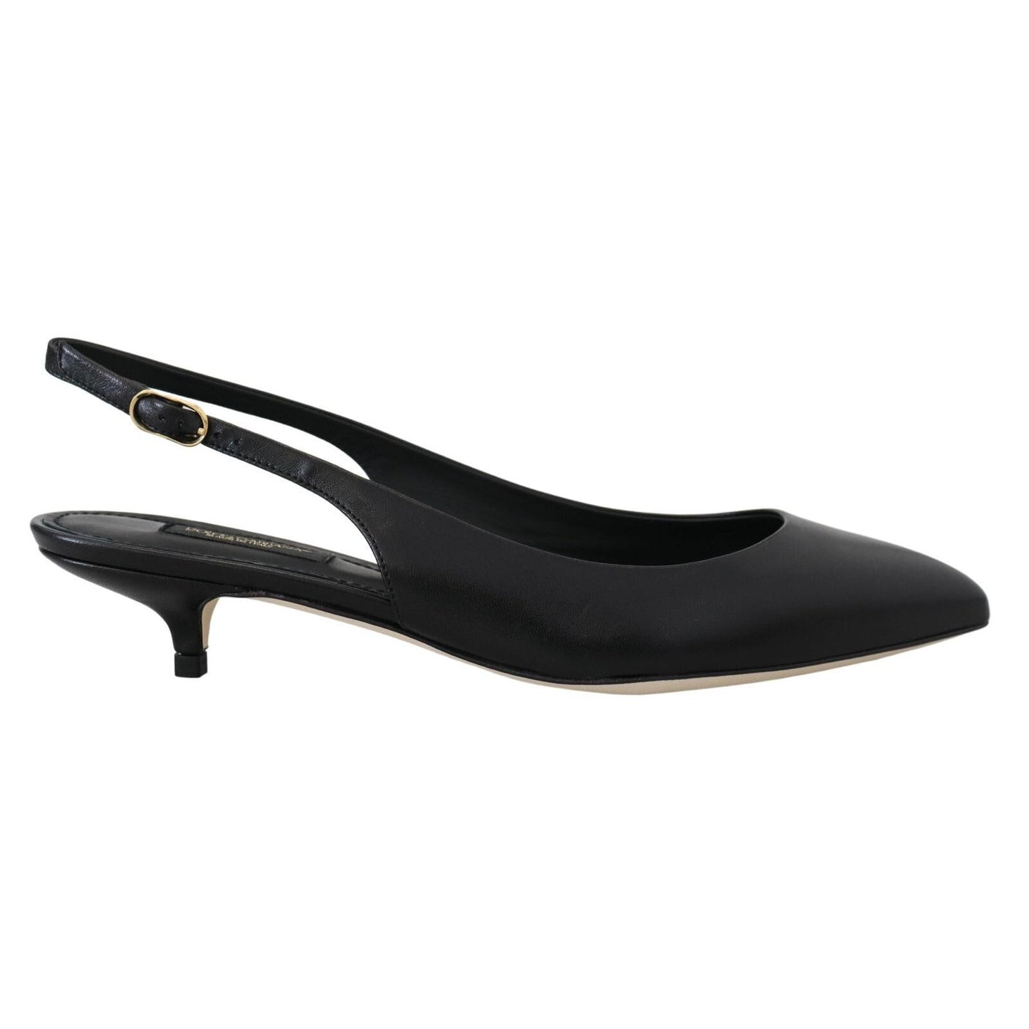 Dolce & Gabbana Black Leather Slingbacks Heels Pumps Shoes