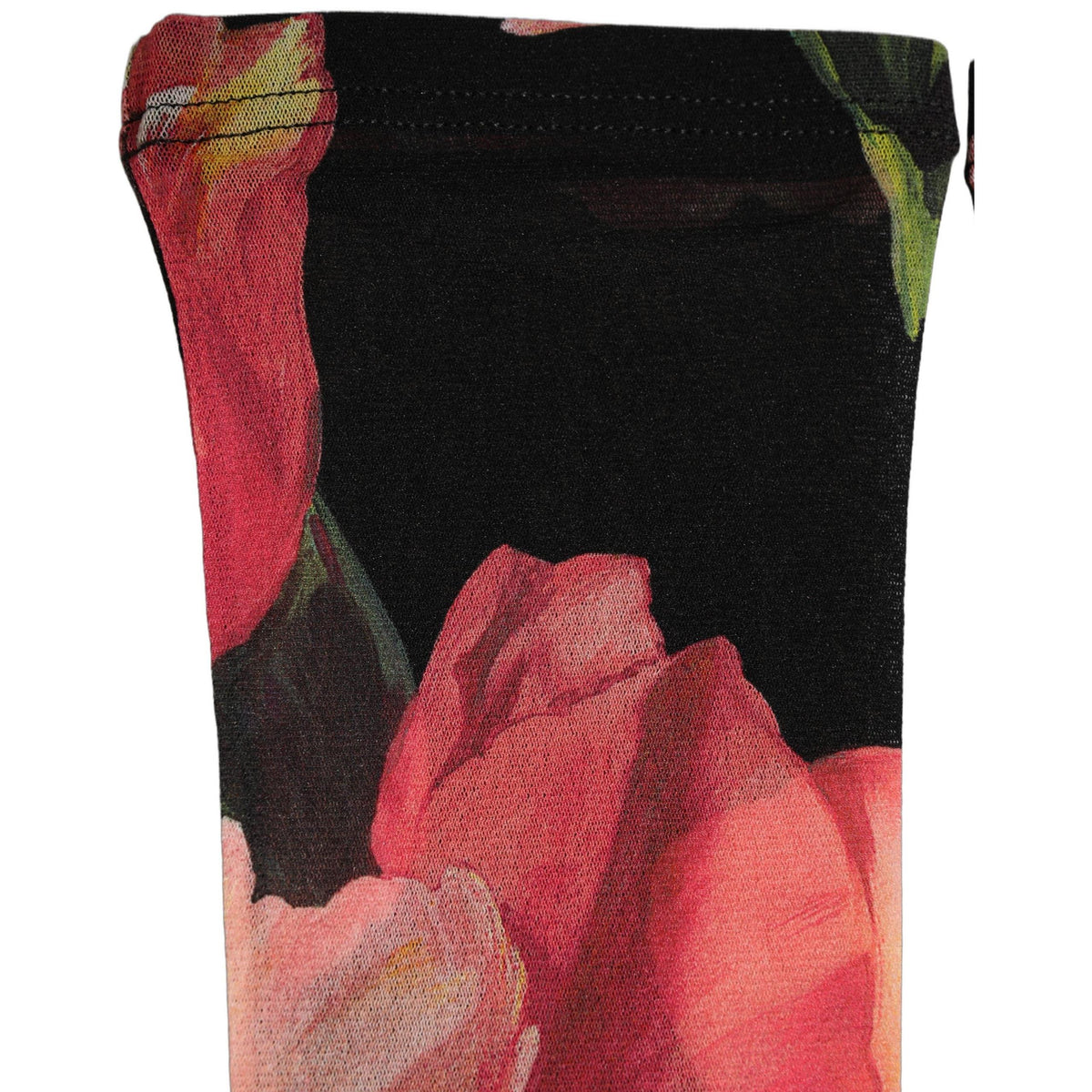 Dolce & Gabbana Black Pink Floral Tulip Nylon Stockings Socks