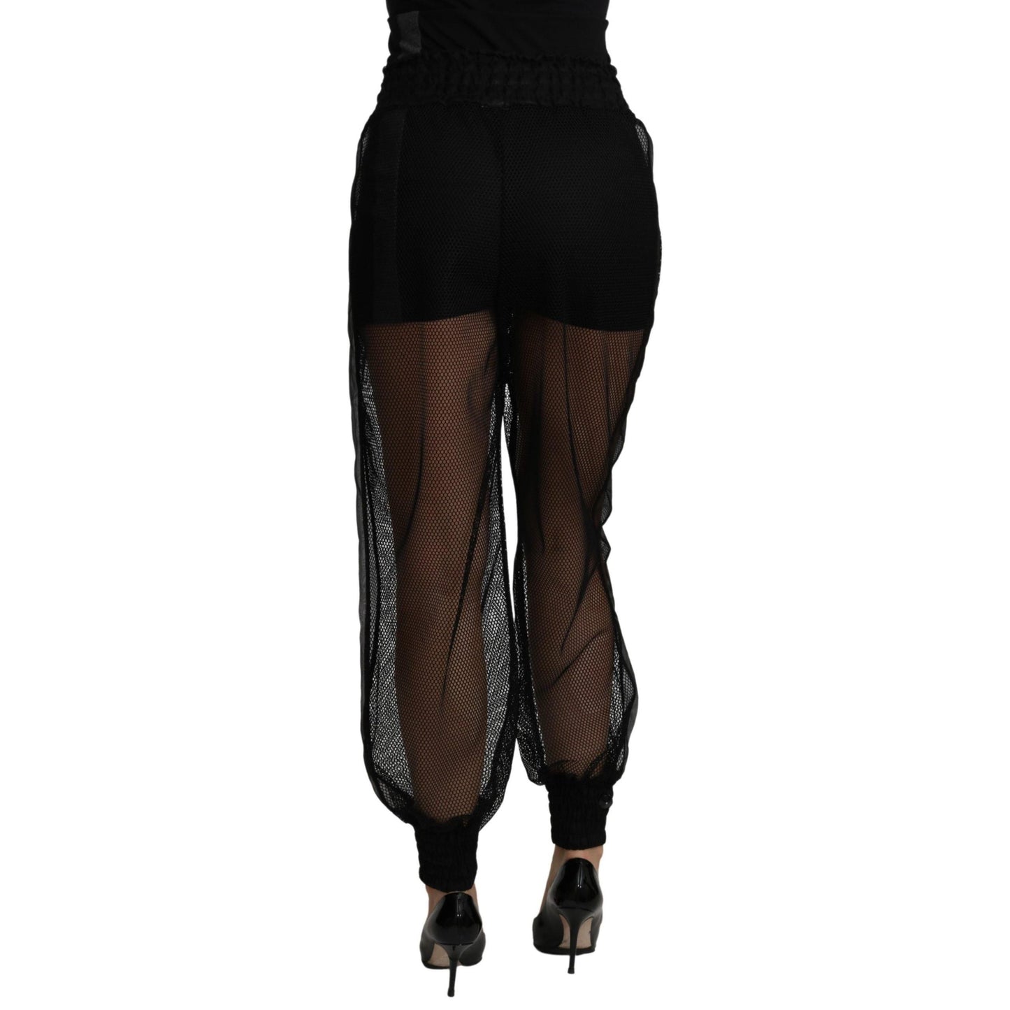 Dolce & Gabbana Black See Through Jogger Polyester Pants