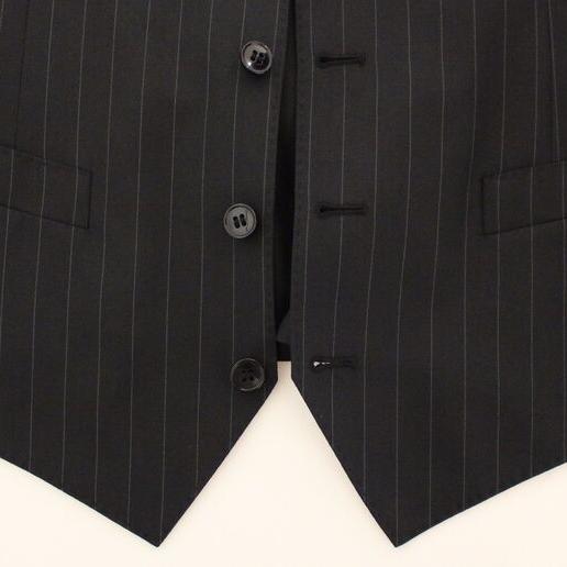 Dolce & Gabbana Black Striped Wool Silk Dress Vest Gilet