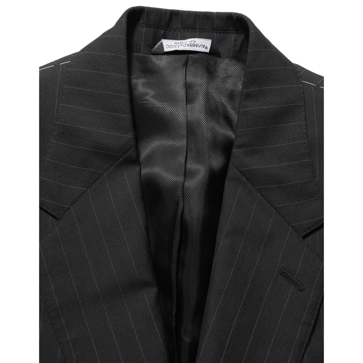 Dolce & Gabbana Black Stripes Wool Single Breasted Blazer