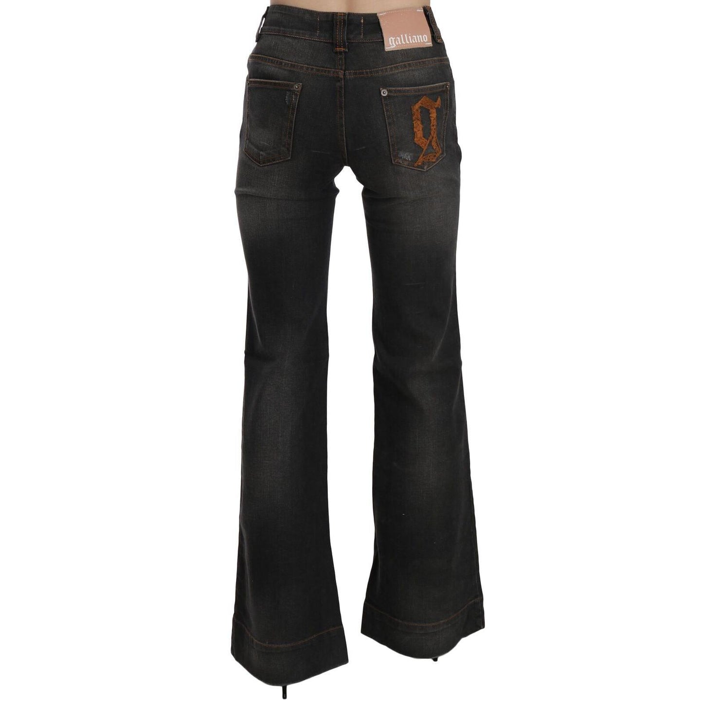 Dolce & Gabbana Black Washed Mid Waist Flared Denim Casual Jeans